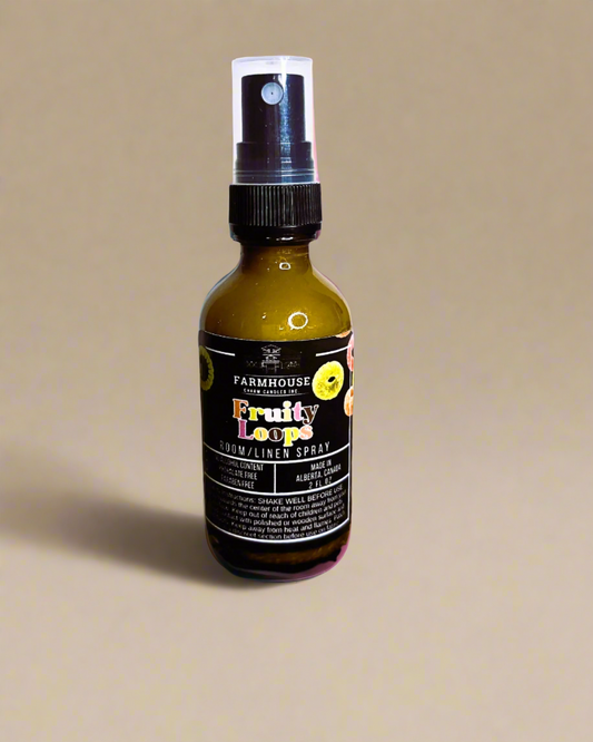 Packed with juicy citrus, sweet berries, and a zing of lemon, this fun and fruity scent smells just like your favorite Saturday morning cereal. Fruity Loops Room and Linen Spray www.farmhousecharmcandles.com