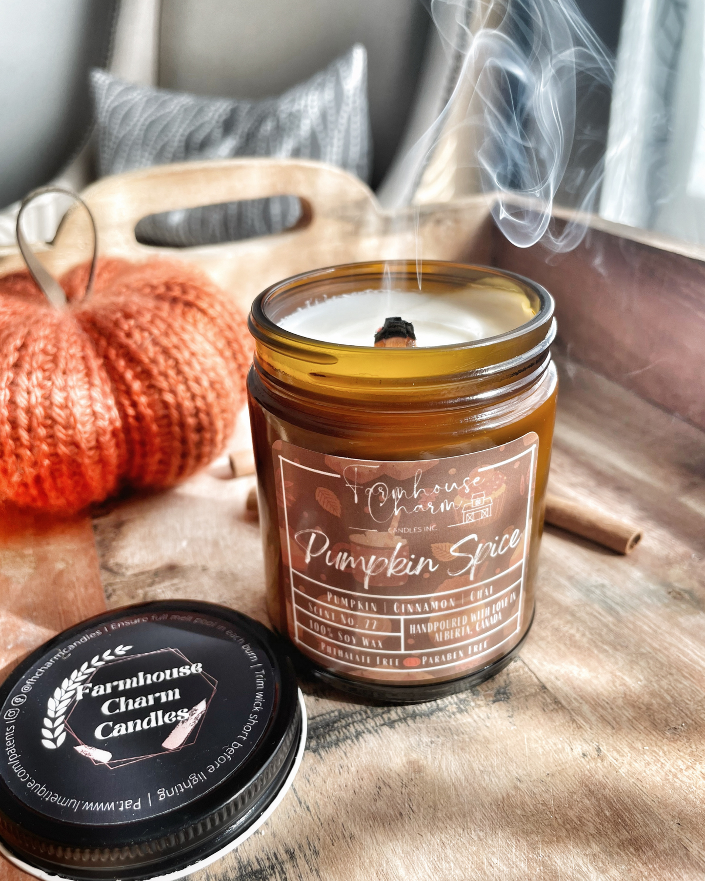 Pumpkin Spice Soy Candle is the perfect addition to your fall décor. The warm and inviting aroma of sweet pumpkin combined with spicy cinnamon, clove and chai tea will fill your home with a cozy and comforting feeling. Whether you're looking to create a cozy atmosphere for a fall gathering or just want to add a touch of warmth to your home, pumpkin spice soy candles are a must-have. So go ahead, light one up and let the comforting scent of pumpkin spice fill your home!