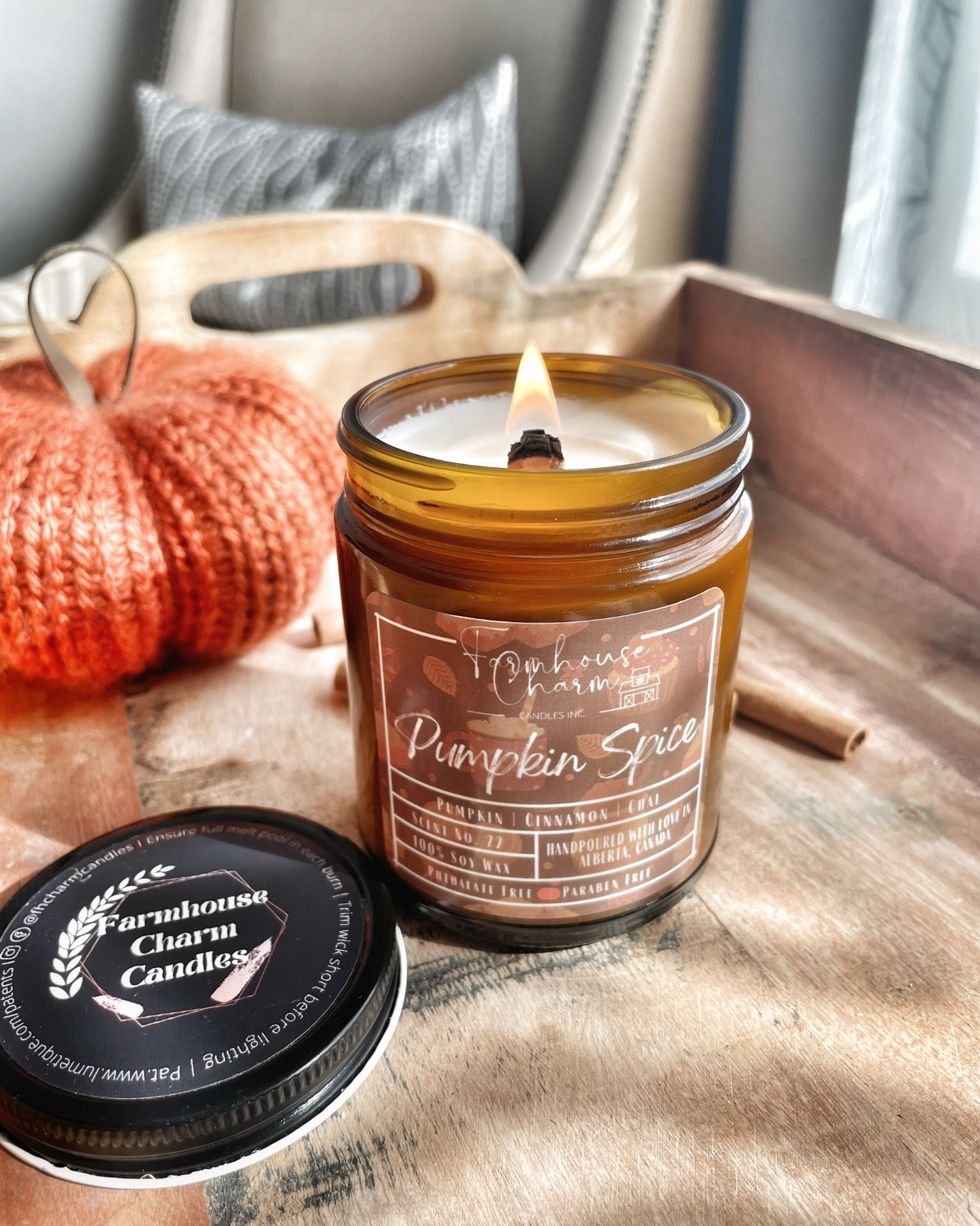 Pumpkin Spice Soy Candle is the perfect addition to your fall décor. The warm and inviting aroma of sweet pumpkin combined with spicy cinnamon, clove and chai tea will fill your home with a cozy and comforting feeling. Whether you're looking to create a cozy atmosphere for a fall gathering or just want to add a touch of warmth to your home, pumpkin spice soy candles are a must-have. So go ahead, light one up and let the comforting scent of pumpkin spice fill your home!