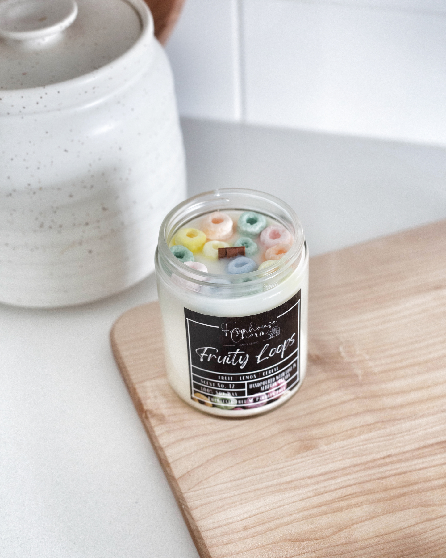 Farmhouse Charm Candles. Take a trip down memory lane with our best-selling candle! Packed with juicy citrus, sweet berries, and a zing of lemon, this fun and fruity scent smells just like your favorite Saturday morning cereal. Light it up and let the nostalgic aroma whisk you back to simpler, sweeter times.
"One whiff of this candle, and you're back to those carefree childhood days!"
🍊Handcrafted with colorful cereal-shaped wax embeds, this playful candle brings a touch of childhood charm.