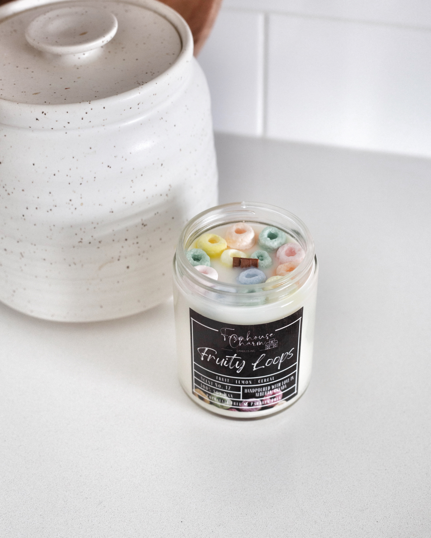 Farmhouse Charm Candles. Take a trip down memory lane with our best-selling candle! Packed with juicy citrus, sweet berries, and a zing of lemon, this fun and fruity scent smells just like your favorite Saturday morning cereal. Light it up and let the nostalgic aroma whisk you back to simpler, sweeter times.
"One whiff of this candle, and you're back to those carefree childhood days!"
🍊Handcrafted with colorful cereal-shaped wax embeds, this playful candle brings a touch of childhood charm.
