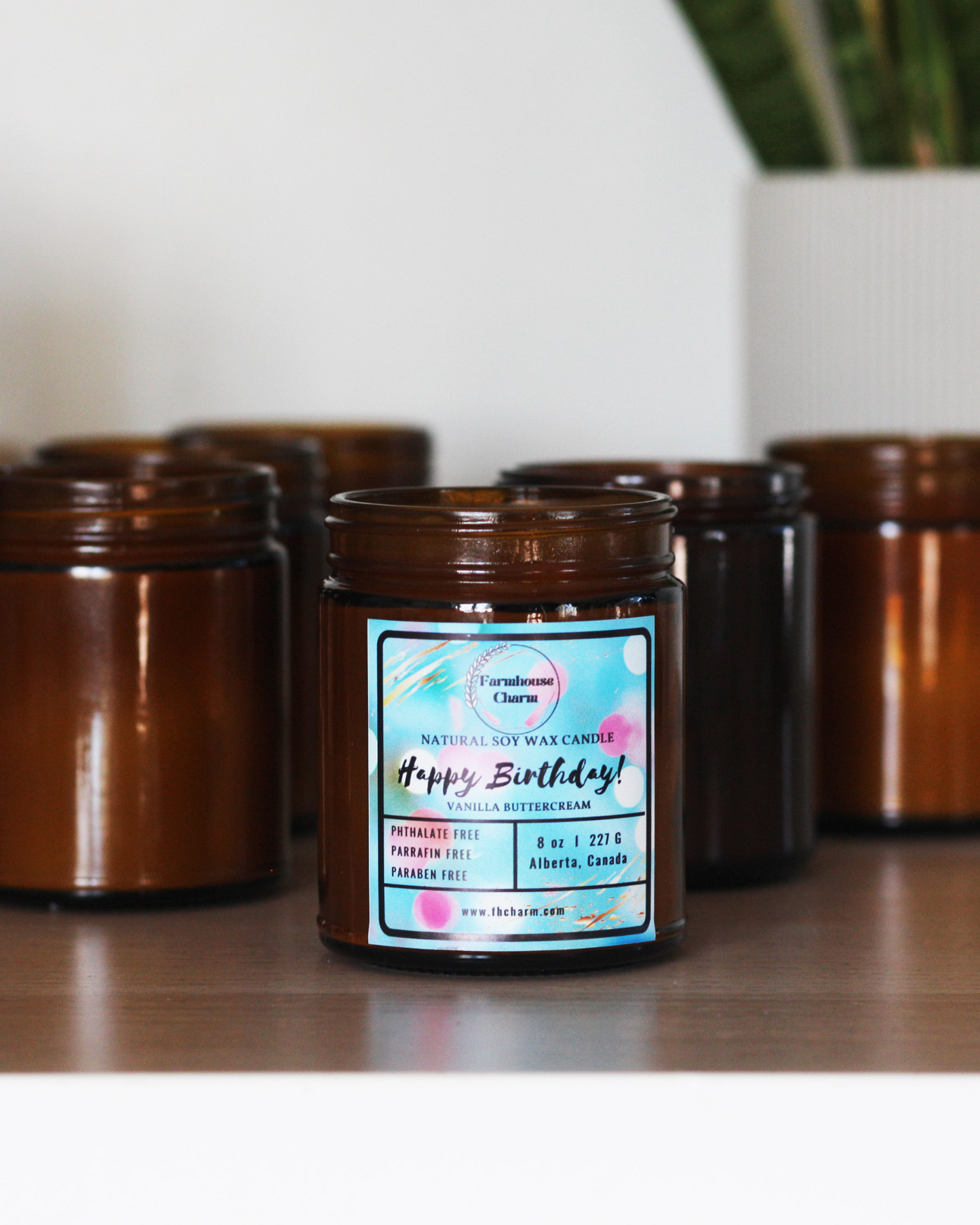 Make Any Day Extra Special with Happy Birthday - Farmhouse Charm Soy Candle.
Experience the joy of a classic birthday cake scent this candle. The unmistakable aroma of vanilla buttercream evokes the celebratory spirit. Treat yourself or a loved one to this perfect candle for any special occasion!