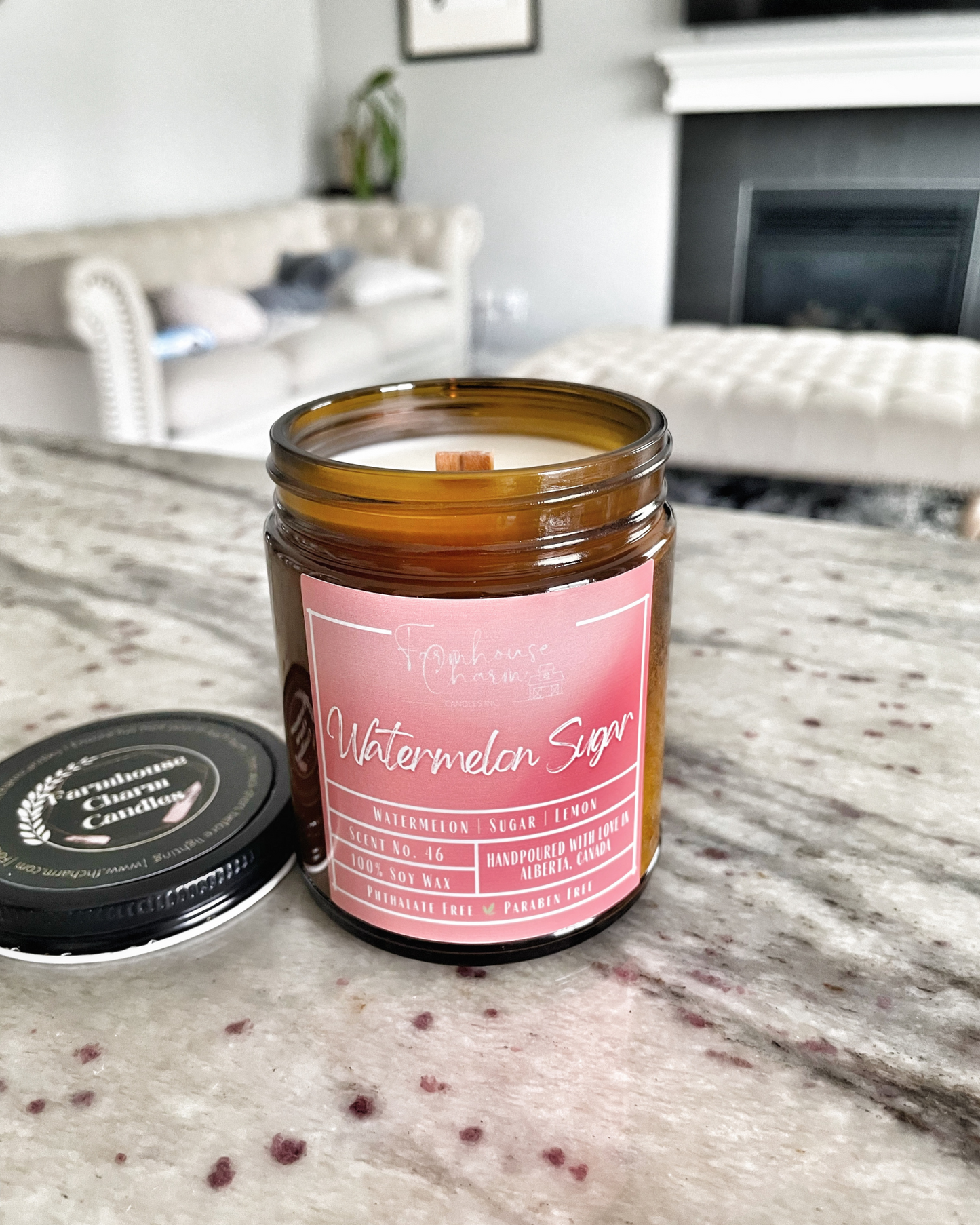 Elevate Your Summer Mood with Watermelon Sugar - Farmhouse Charm Soy Candle. Bring the summer season into your home with our Watermelon Sugar - Farmhouse Charm Soy Candle! Infused with refreshing and bright scent of watermelon, spring water, and lemon, this candle will add a touch of summer to your living space. www.farmhousecharmcandles.com