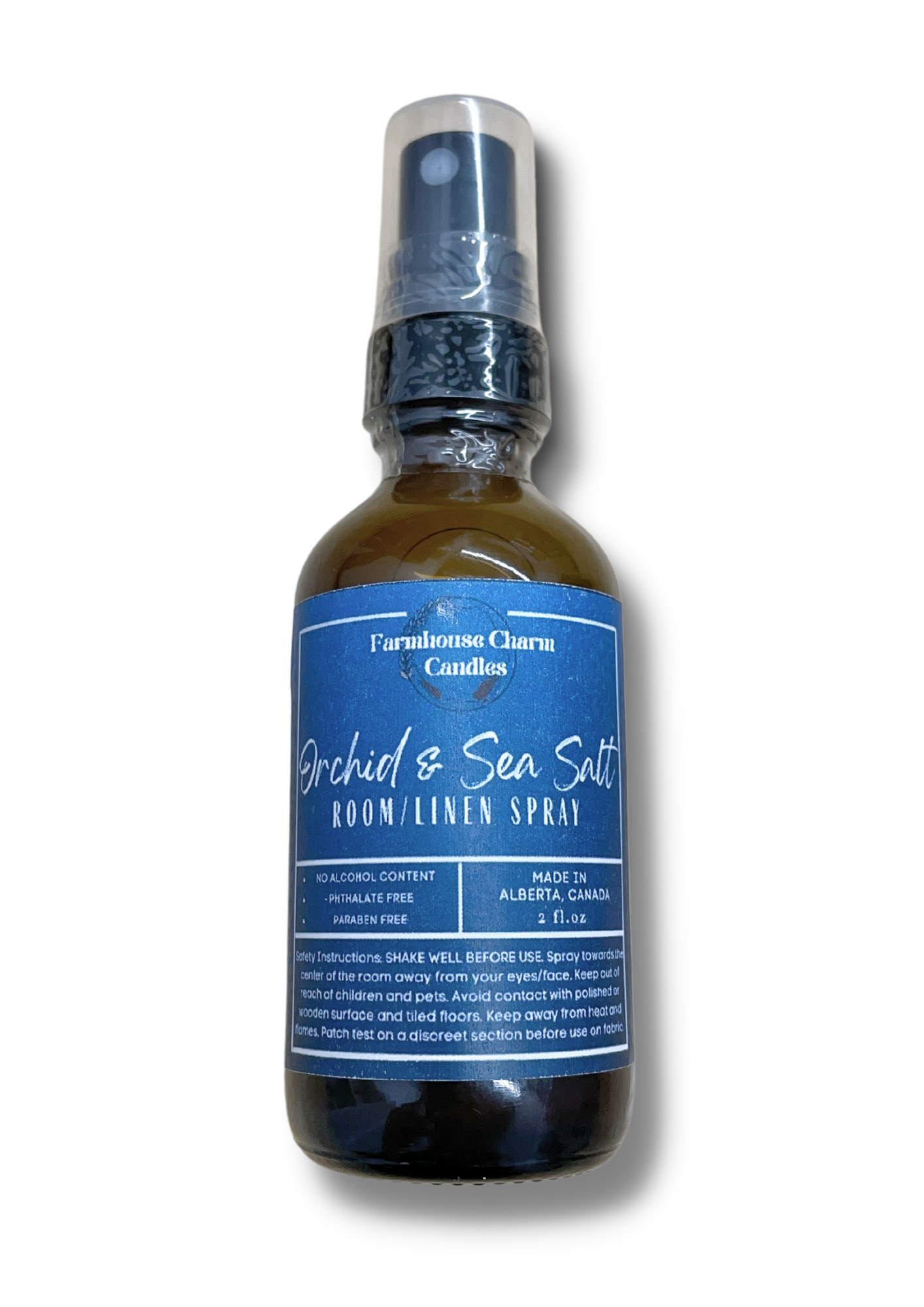 Orchid & Sea Salt Room and Linen Spray- Farmhouse Charm is a blend of soft florals of orchid with a touch of jasmine and lily. It has a crisp aquatic highlights of sea salt mist that elevates the smooth and elegant aroma. It is truly an invigorating scent!