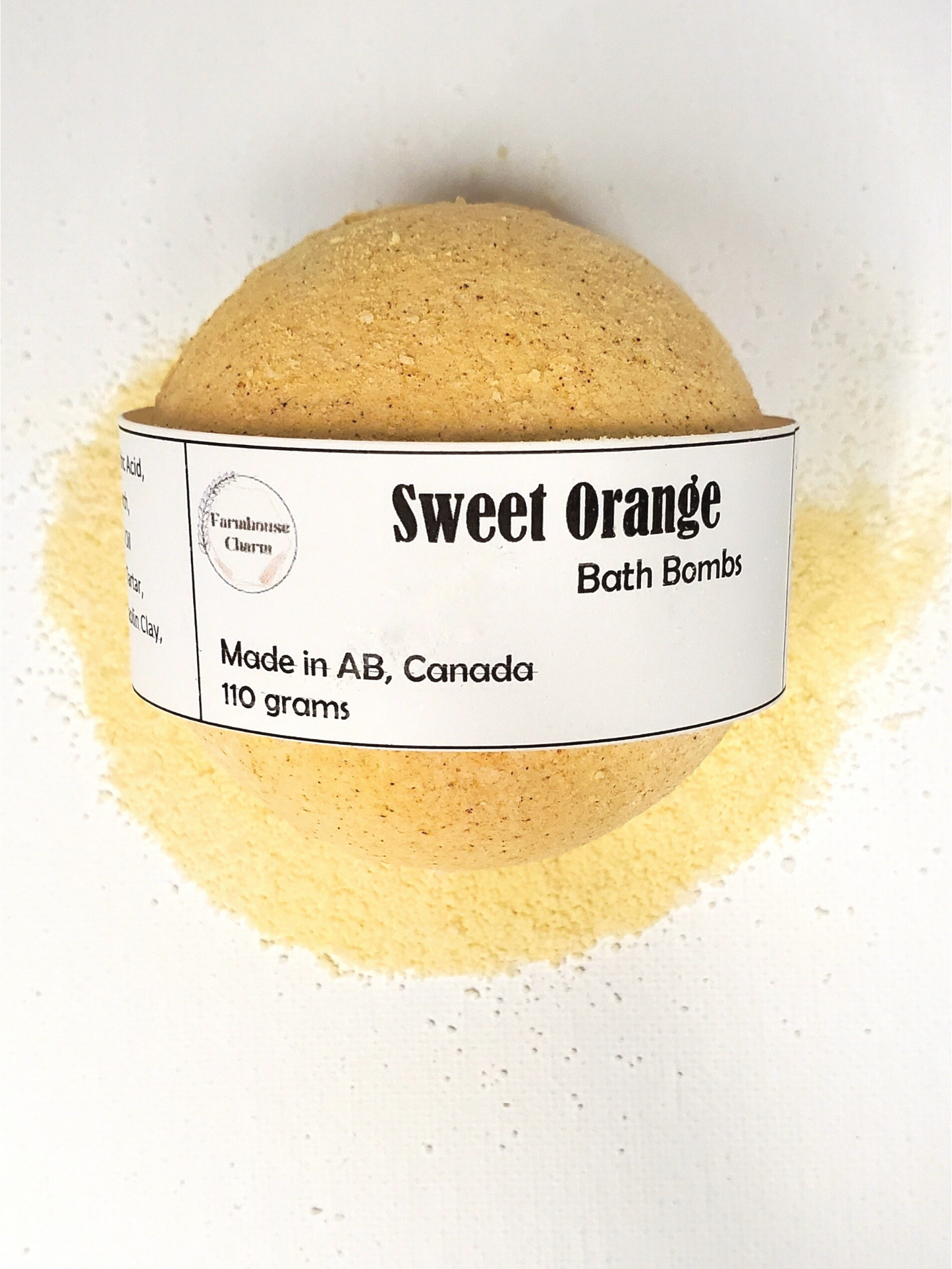Eucalyptus Mint Bath Bomb- Farmhouse Charm is made with all natural ingredients and infused with essential oils. Drop or hold in bath water. Enjoy the fizzing action, wonderful aromas and nourishing oils.