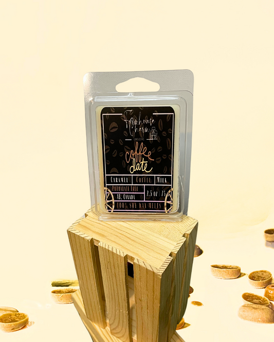 Coffee Date Soy Wax Melts is a delightful blend of salted caramel, coffee, and milk. Let the warm, velvety aroma of coffee wrap you up in a cozy hug. The caramel notes add a touch of sweetness, while the milk gives it a creamy, dreamy finish. Whether you're a coffee lover or just looking to unwind, the Coffee Date Soy Wax Melts is the perfect indulgence. www.farmhousecharmcandles.com