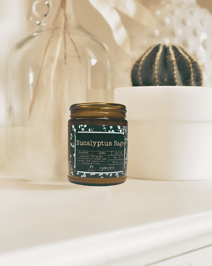 Eucalyptus Sage Soy Candle | Eucalyptus + Lemon + Sage - Farmhouse Charm Candles Inc.