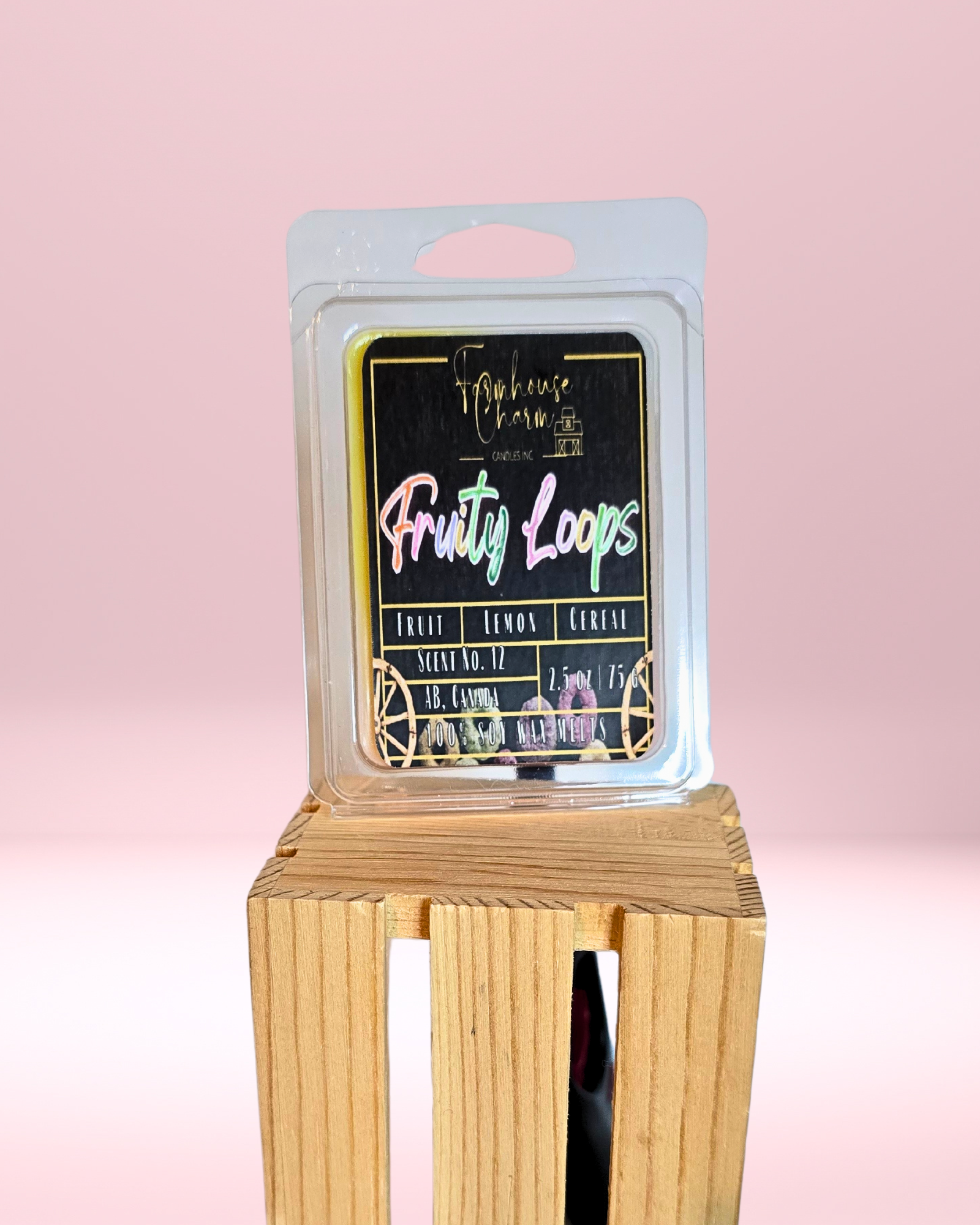 Relive Your Childhood with Fruity Loops Soy Wax Melts. The delightful blend of lemon, cake, and berries will take you back to the nostalgic sweet aroma of carefree Saturday mornings. This wax melt is perfect for anyone who wants to tap into their inner child.   Size: 2.5 oz (75 g)  Fruity Loops Soy Wax Melts is hand poured with love in Alberta, Canada. It is made with 100% natural soy wax and premium fragrances that are paraben free and phthalate free fragrance. 