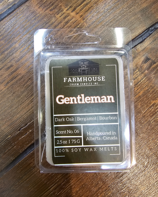 Get ready to ignite your senses with the smooth and irresistible Gentleman Soy Wax Melts. With the powerful blend of dark oak, bergamot, and a dash of bourbon, this scent embodies the essence of a true gentleman.