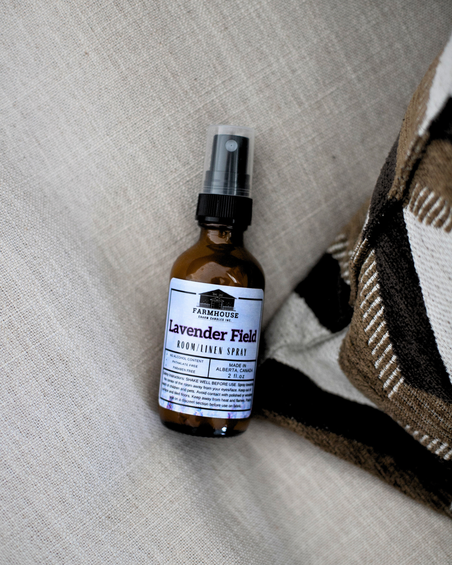 A soothing blend of Lavender Essential Oil and Cedarwood Essential Oil. This gentle, natural spray is designed to promote relaxation, reduce stress, and support better sleep.
. Together, they create the perfect combination for peaceful nights and cozy spaces. Spritz it on pillows, curtains, blankets, or any room in your home.  Lavender Field Room and Linen Spray by Farmhouse Charm Candles