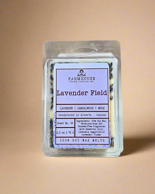 Drift into a relaxing blend of fresh lavender, creamy sandalwood, and a whisper of soft musk. Like a peaceful stroll through endless purple fields — calm, cozy, and pure bliss. Infused with dried lavender buds for a soothing touch of nature in every melt. Farmhouse Charm Candles