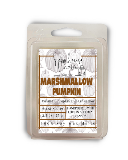 Marshmallow Pumpkin Soy Wax Melts by Farmhouse Charm is a perfect addition to any home. The unique fragrance combines the sweet and comforting scents of vanilla, marshmallow, and pumpkin. The sweet and comforting scent of these candles creates a cozy atmosphere that is perfect for relaxing and unwinding after a long day. 