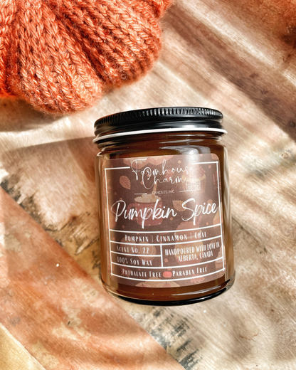 Pumpkin Spice Soy Candle is the perfect addition to your fall décor. The warm and inviting aroma of sweet pumpkin combined with spicy cinnamon, clove and chai tea will fill your home with a cozy and comforting feeling. Whether you're looking to create a cozy atmosphere for a fall gathering or just want to add a touch of warmth to your home, pumpkin spice soy candles are a must-have. So go ahead, light one up and let the comforting scent of pumpkin spice fill your home!