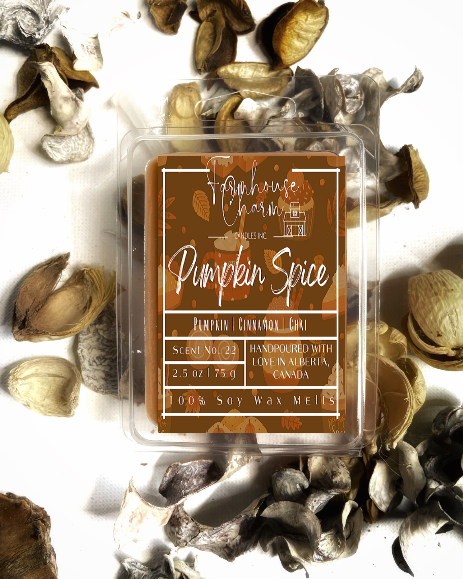 Pumpkin Spice Soy Wax Melts is the perfect addition to your fall décor. The warm and inviting aroma of sweet pumpkin combined with spicy cinnamon, clove and chai tea will fill your home with a cozy and comforting feeling. Whether you're looking to create a cozy atmosphere for a fall gathering or just want to add a touch of warmth to your home, Pumpkin Spice Soy Wax Melts are a must-have.