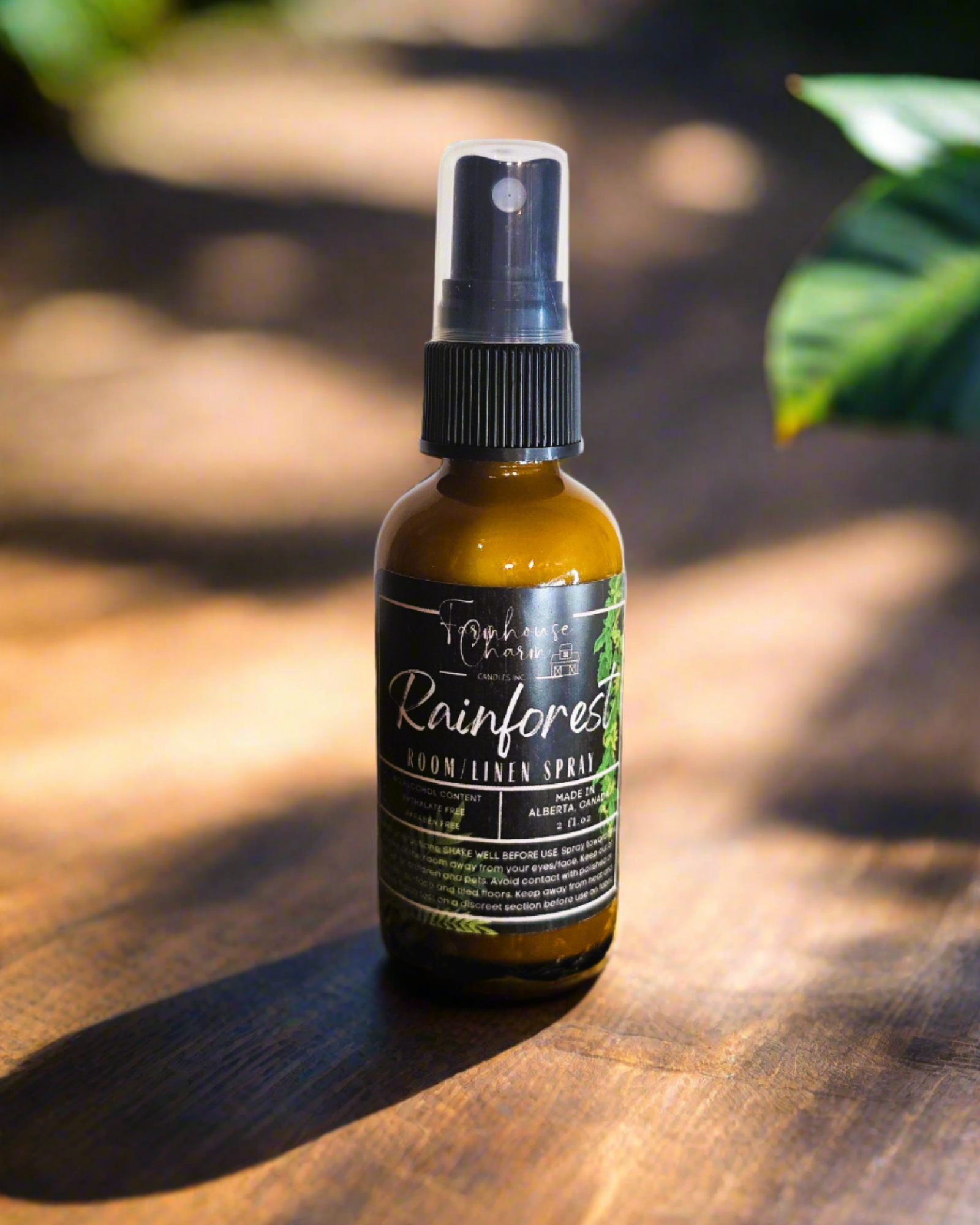 Step into a world of nostalgia with our Rainforest Room and &nbsp;Linen Spray. This delightful blend captures the essence of wandering through a lush rainforest, evoking memories of carefree adventures and hidden wonders.   Picture yourself wandering through a verdant rainforest, surrounded by the sweet fragrance of jasmine blossoms in full bloom. The zesty citrus notes add a touch of brightness to your adventure, while the comforting scent of blond woods wraps you in a cozy embrace, like an old friend.