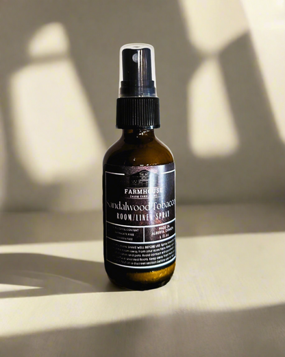 Sandalwood Tobacco Room and Linen Spray is truly a unique and captivating scent that is sure to please anyone looking for a warm and cozy aroma. The combination of tobacco leaf and cedar creates a deep, musky scent that is both luxurious and masculine. The addition of sandalwood adds a touch of sweetness to the blend, while the soft moss finish brings a subtle earthiness to the overall aroma.