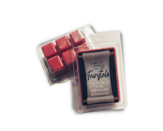Fairytale Soy Wax Melts- Farmhouse Charm brings out a tale as old as time. A timeless scent of delicate roses mix with sweet red apples and hint of woody tone will fill the air with magic and love. Each wax melts are infused with rose petals to accentuate the aroma.  size: 3 oz. (80 g)  Fairytale Soy Wax Melts- Farmhouse Charm is hand poured with love in Alberta, Canada. It is made with 100% natural soy wax and premium fragrances that are paraben free and phthalate free fragrance. 