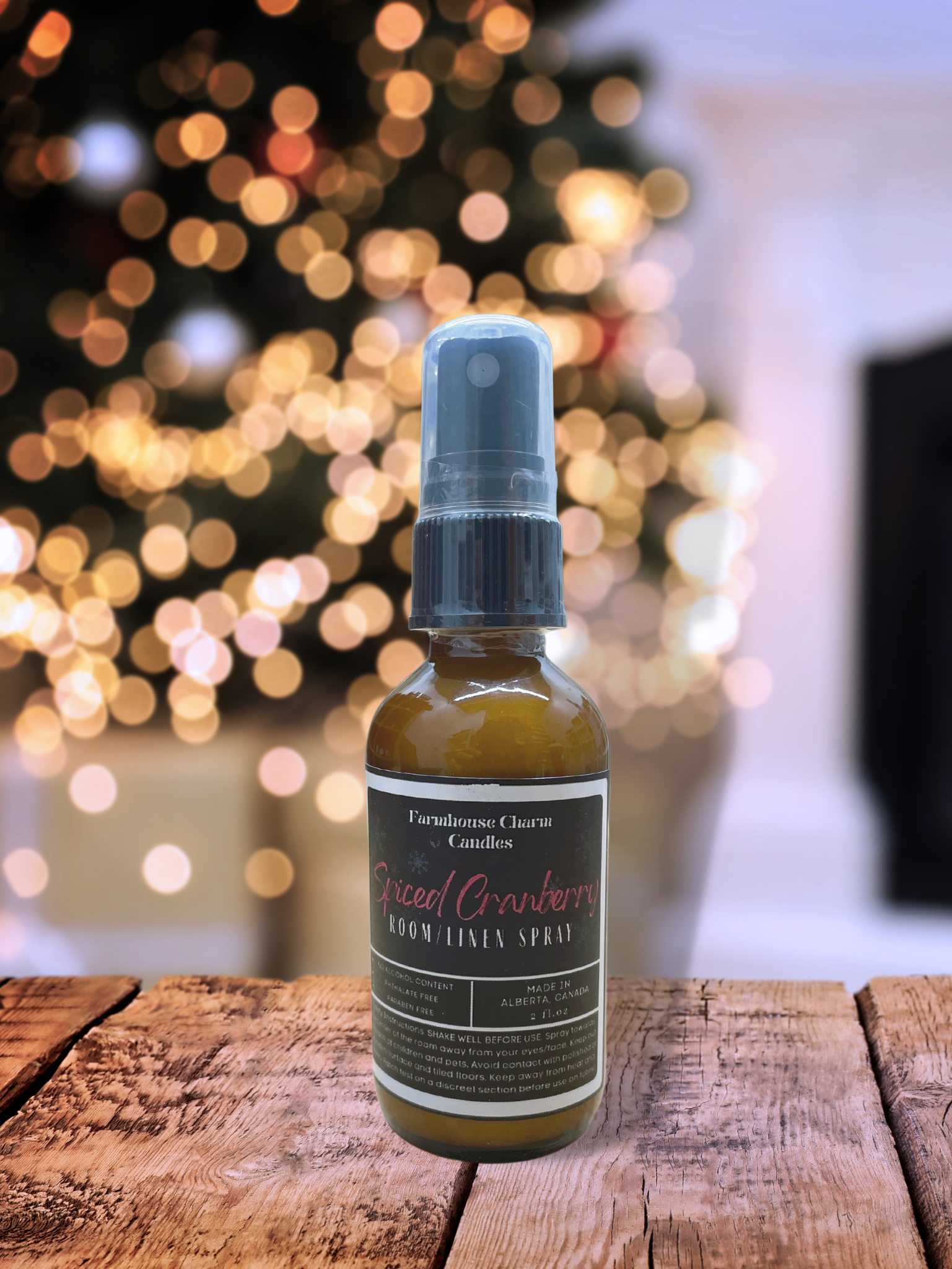 Experience the Festive Season with Spiced Cranberry Room and Linen Spray  Our Spiced Cranberry Room and Linen Spray embodies the true essence of the holiday spirit. The sweet and inviting aroma will fill any room with warmth and comfort. The tart cranberry and mulberry notes provide a refreshing and fruity scent, complemented by the tangy orange that adds a zesty twist. The combination of spicy clove and warm cinnamon creates a cozy ambiance, perfect for chilly winter nights. www.farmhousecharmcandles.com