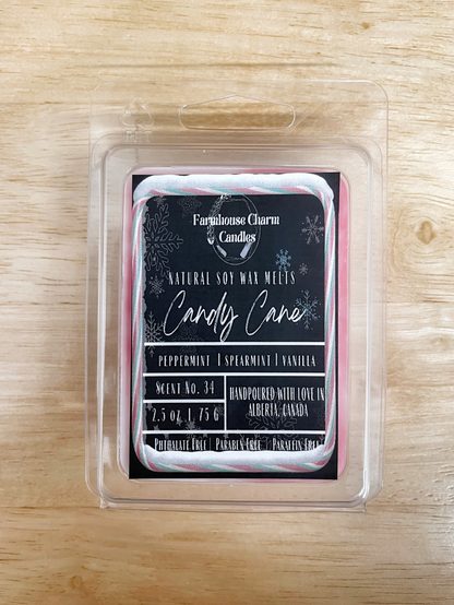 Candy Cane Soy Wax Melts is the perfect blend of nostalgic and refreshing scents. The cool peppermint and spearmint notes provide a crisp and invigorating aroma, while the sweetness of vanilla adds a touch of warmth and comfort